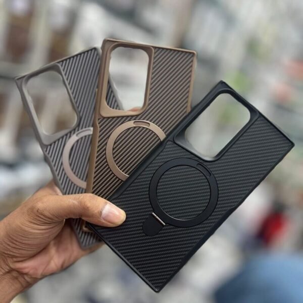 Carbon Fiber Case with Stand for Samsung Phones