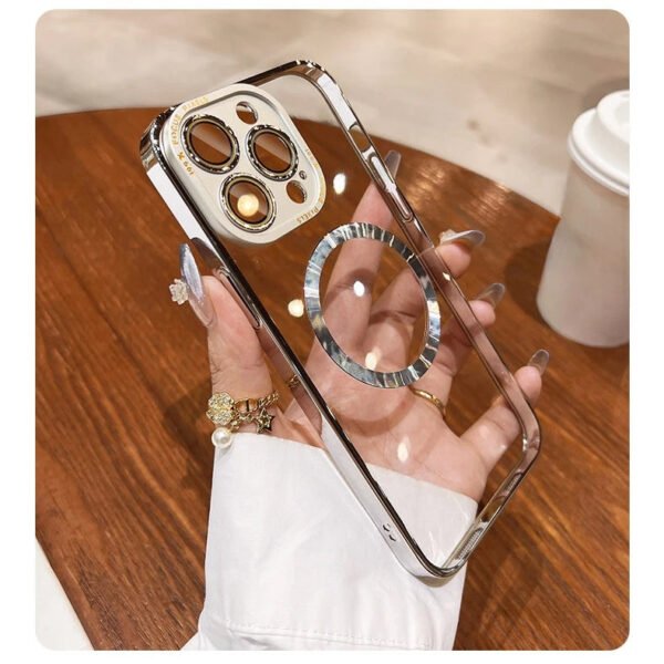 Clear Magnetic Case with Metal Lens Protector for iPhone