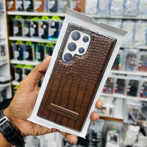 Crocodile Leather Phone Case with Stand for Samsung Models