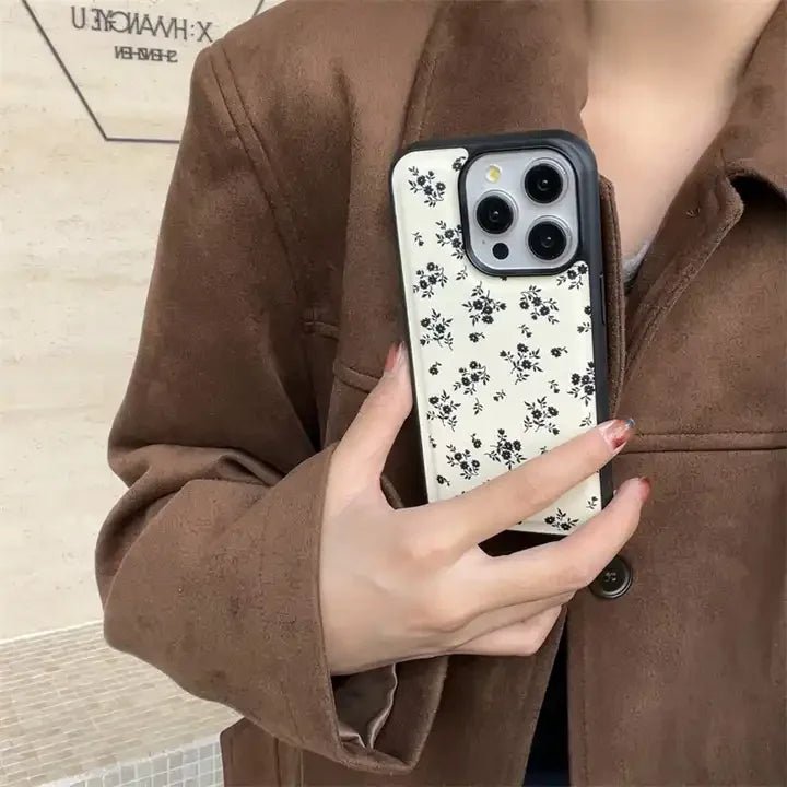 Floral Patterned PU Leather Case for iPhone Models 3