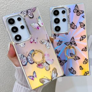 Gradient Butterfly Matte Soft Phone Case for Samsung Devices