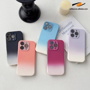 Gradient Silicone Shockproof Case for iPhone with Lens Guard