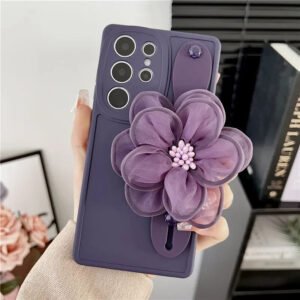 Floral Silicone Case for Samsung Galaxy with Wrist Strap 7