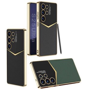 Shockproof Carbon Fiber Leather Case for Galaxy S23 S24 S25