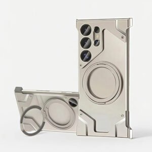 Stylish Metal Case for Galaxy S22 to S25 with Stand