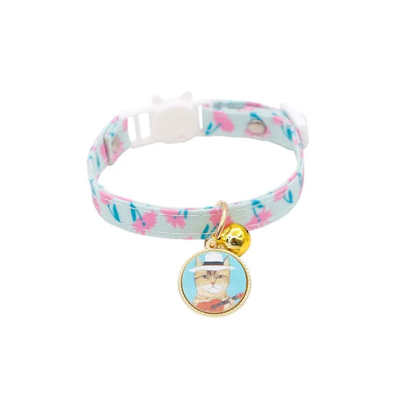 Cute Cat & Dog Collar with Bell - Japanese Cartoon Design 6