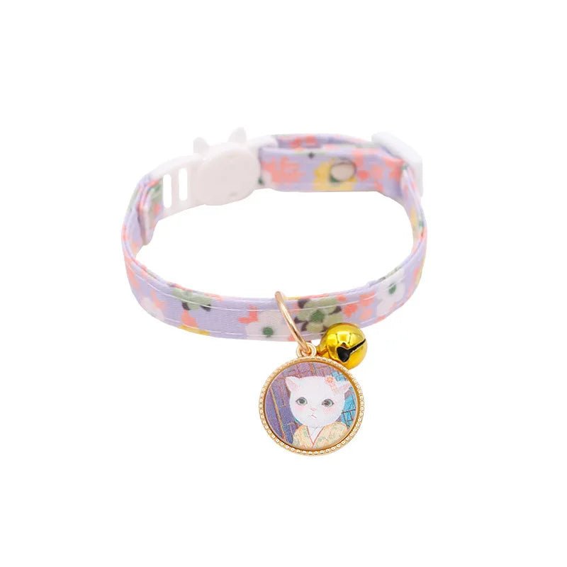 Cute Cat & Dog Collar with Bell - Japanese Cartoon Design 7