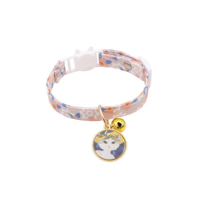 Cute Cat & Dog Collar with Bell - Japanese Cartoon Design 8