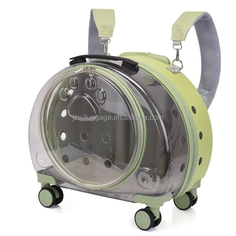 Rolling Pet Carrier Backpack - Airline Approved, Waterproof, Transparent 1