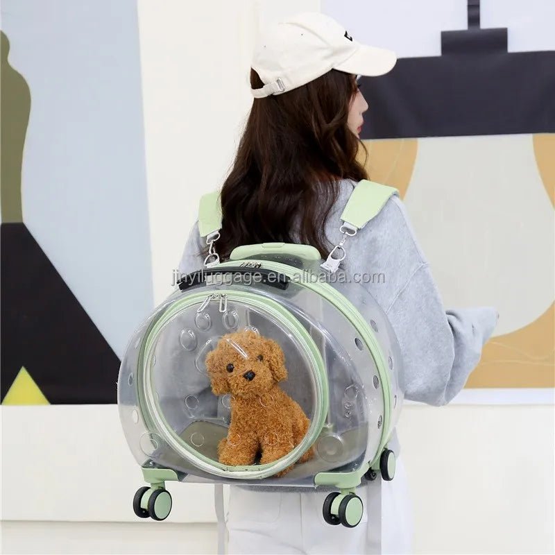 Rolling Pet Carrier Backpack - Airline Approved, Waterproof, Transparent 2