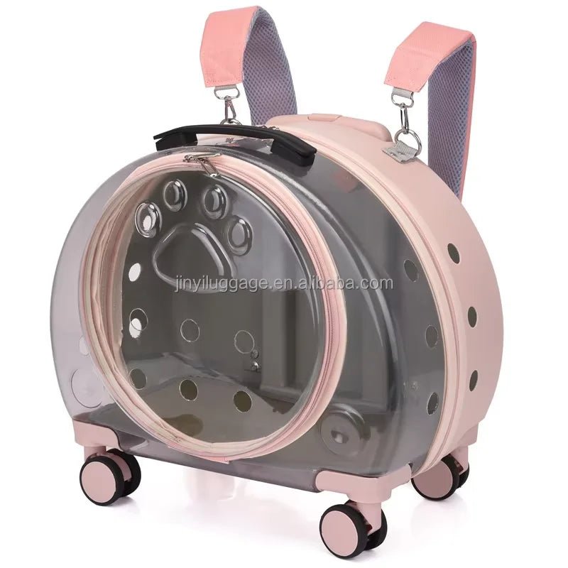 Rolling Pet Carrier Backpack - Airline Approved, Waterproof, Transparent 3