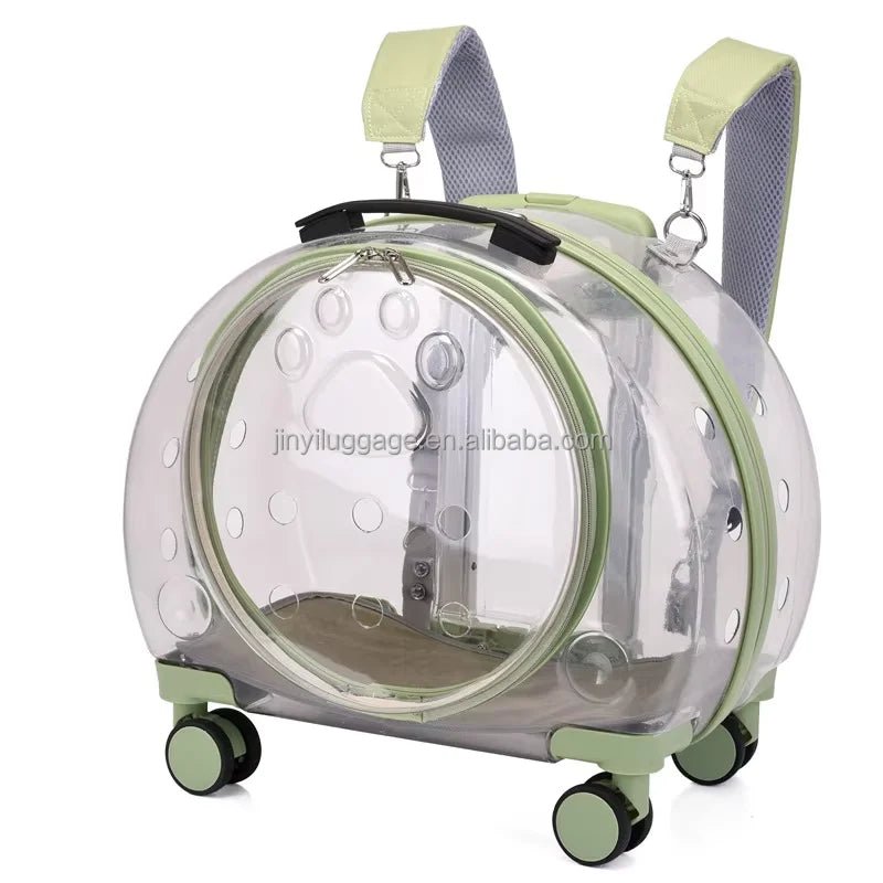 Rolling Pet Carrier Backpack - Airline Approved, Waterproof, Transparent 5