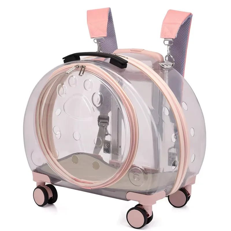 Rolling Pet Carrier Backpack - Airline Approved, Waterproof, Transparent 6