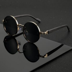 Children’s Retro Round Sunglasses – UV400 Punk Style with Wood Grain Frame, European & American Design 5