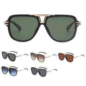 Gold Metal Polarized Square Sunglasses for Men UV400