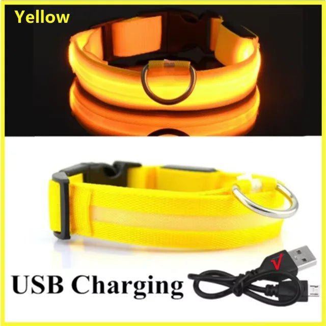 LED Nylon Dog Collar Adjustable Night Safety Glow 8