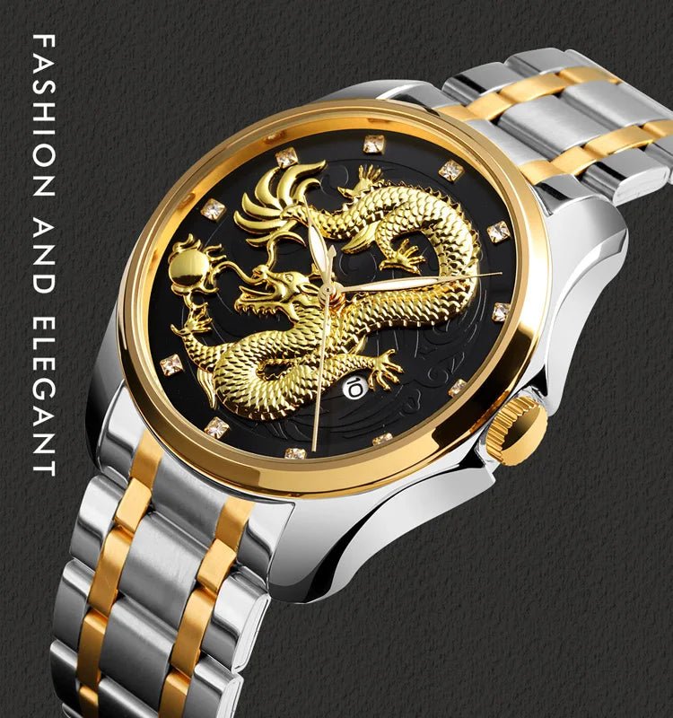 Men's Gold Dragon Quartz Watch 1