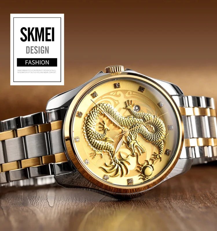 Men's Gold Dragon Quartz Watch 2