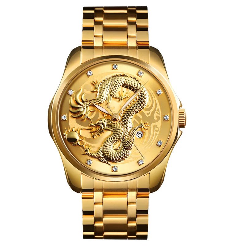 Men's Gold Dragon Quartz Watch 6
