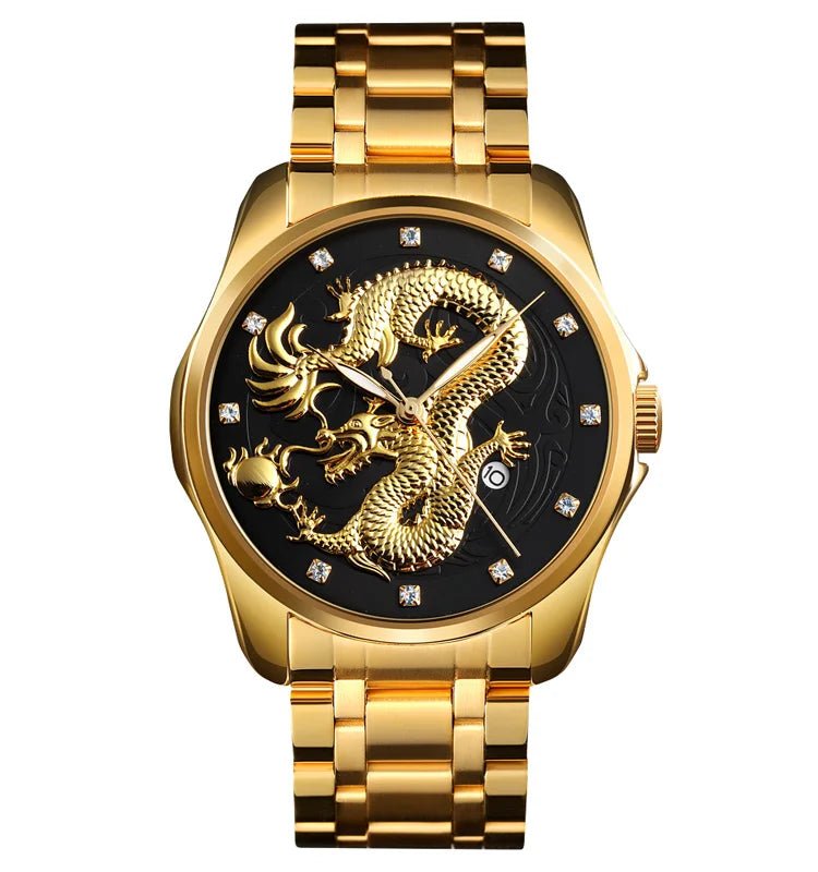 Men's Gold Dragon Quartz Watch 7