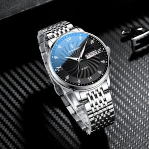 Men's Gold Stainless Steel Quartz Watch - Waterproof & Stylish