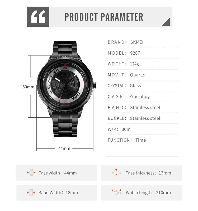 Men's Luxury Waterproof Quartz Watch with Wheel Design 5