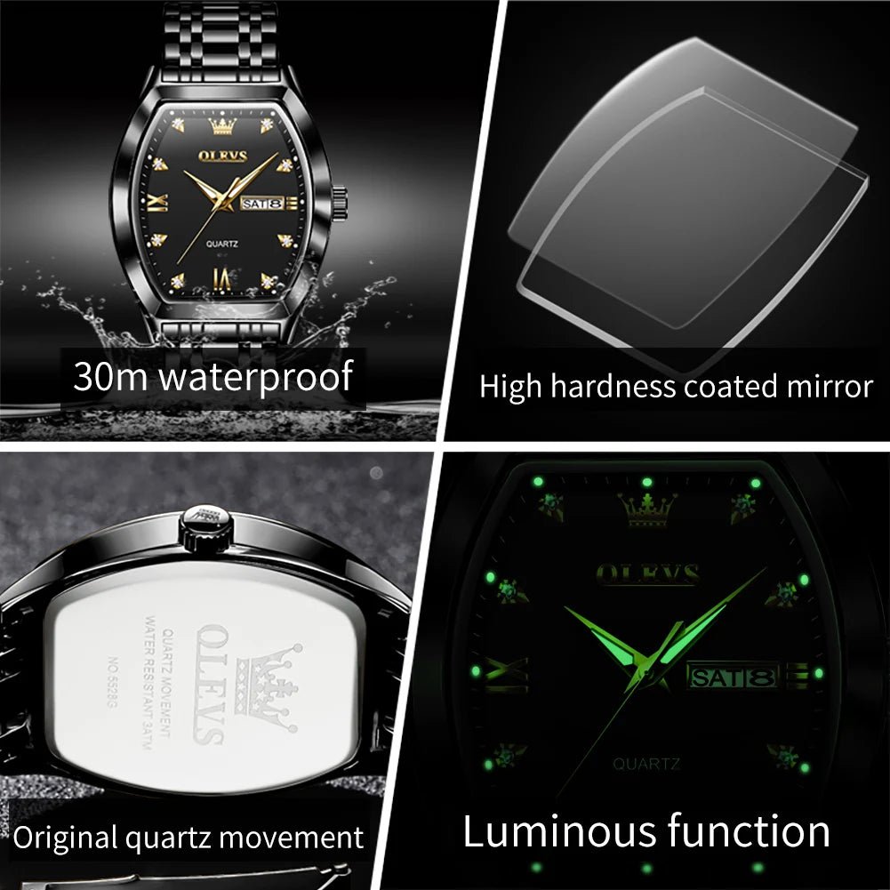 OLEVS Men's Waterproof Luxury Quartz Watch with Calendar 4