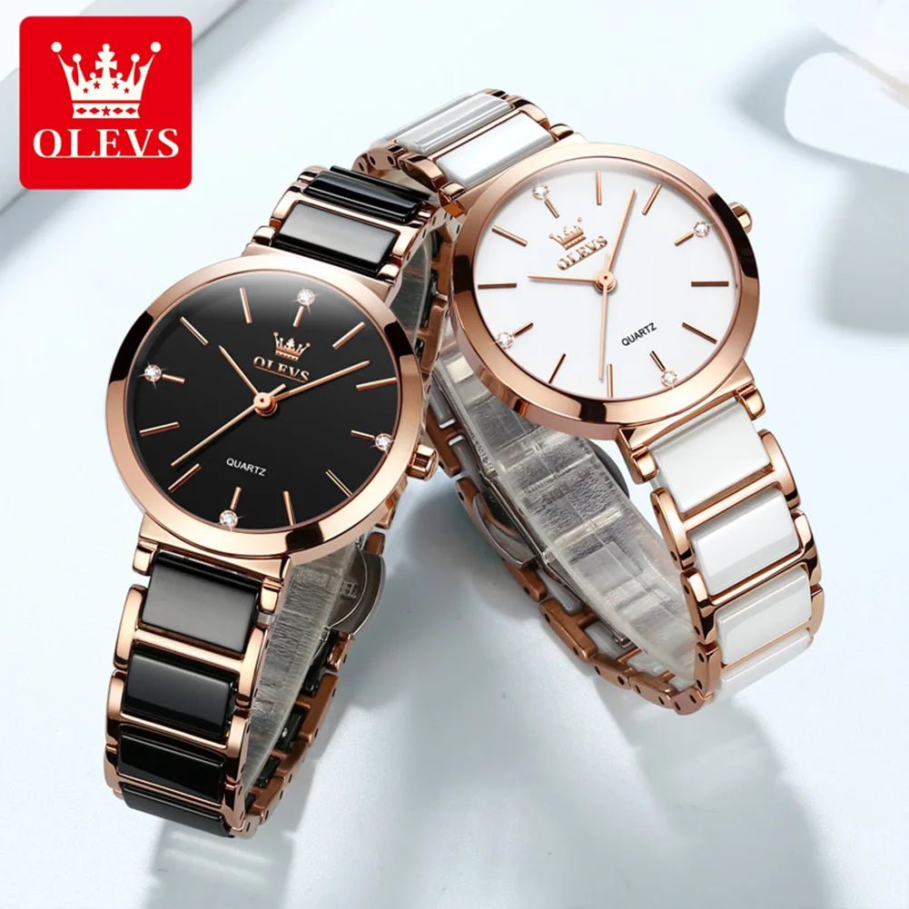 OLEVS Women's Luxury Ceramic Watch with Bracelet 3