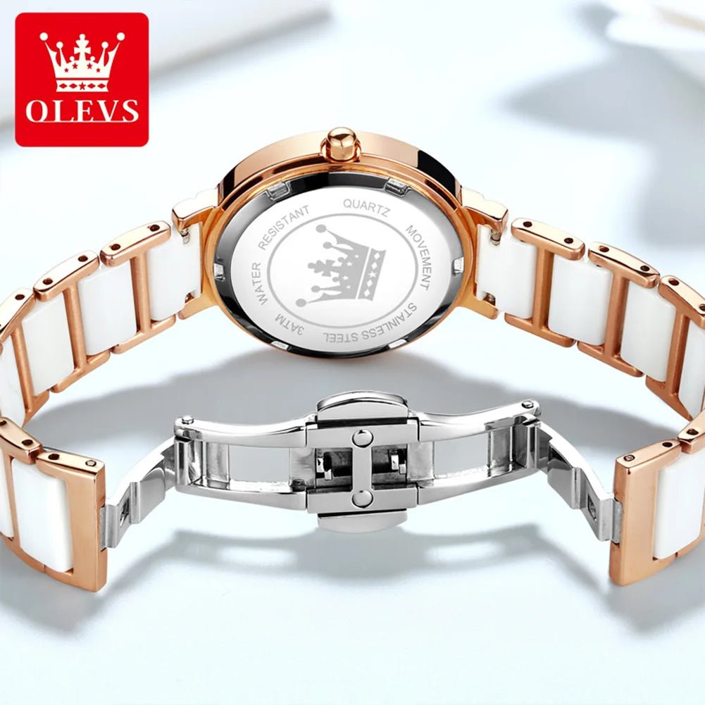 OLEVS Women's Luxury Ceramic Watch with Bracelet 4