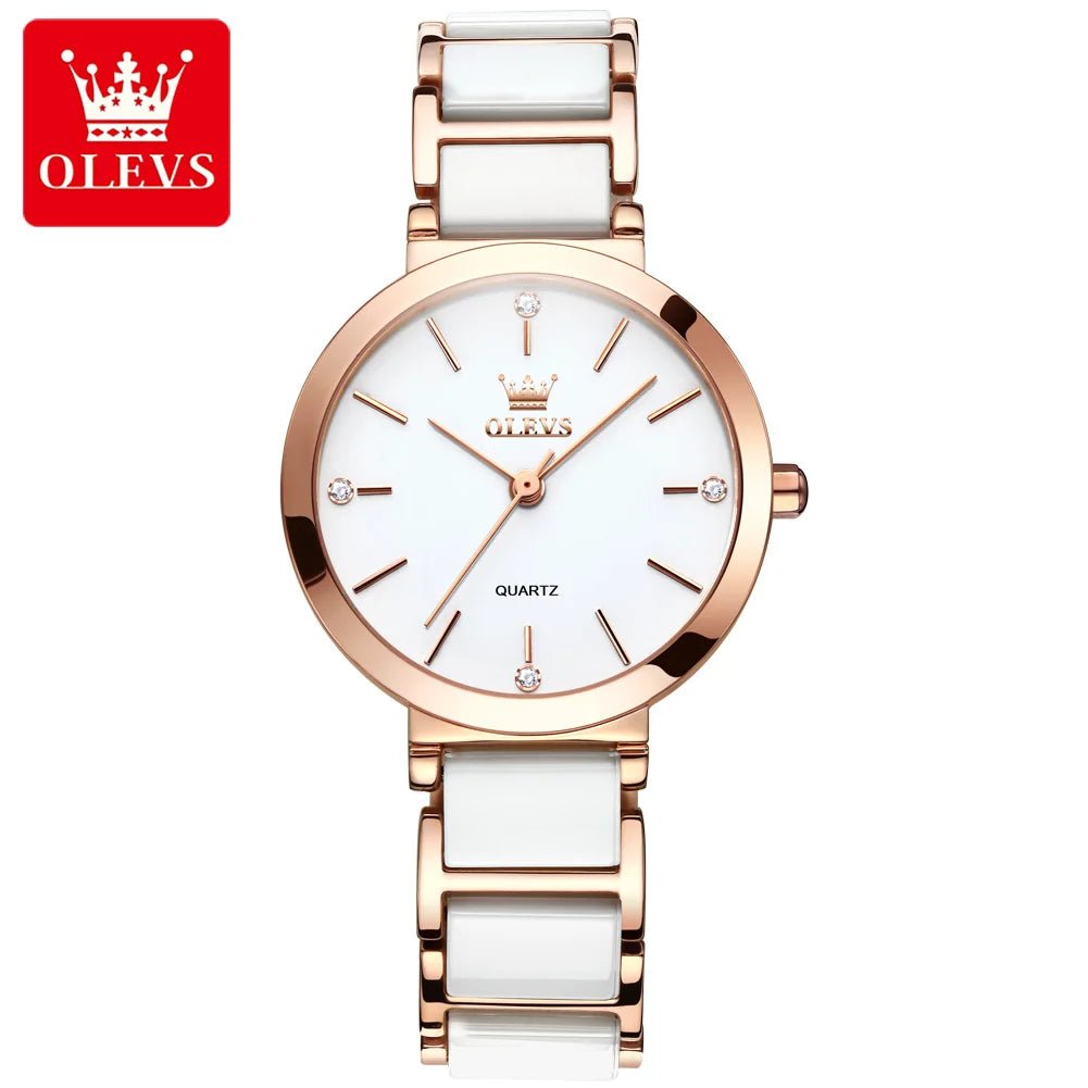 OLEVS Women's Luxury Ceramic Watch with Bracelet 7