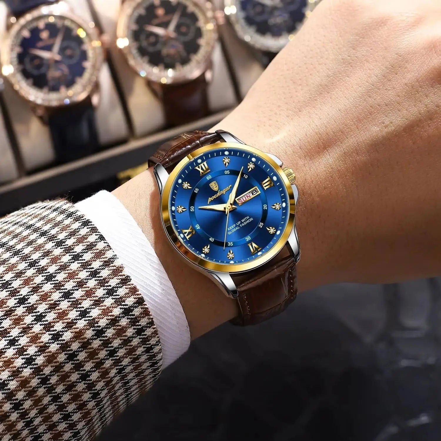 POEDAGAR 855 Men's Luxury Dual Calendar Waterproof Watch 1