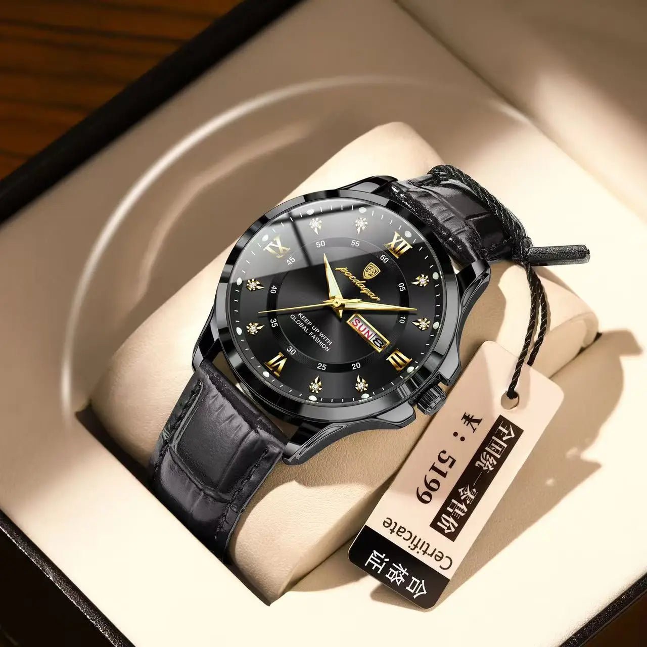 POEDAGAR 855 Men's Luxury Dual Calendar Waterproof Watch 13