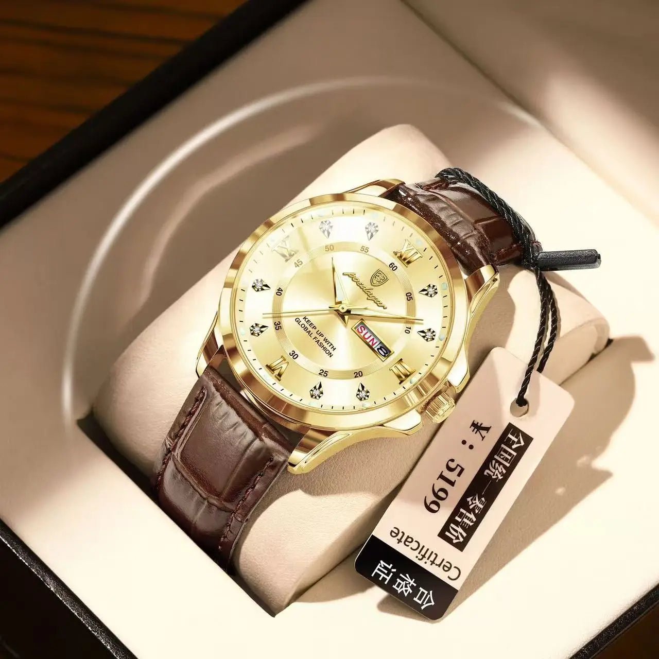 POEDAGAR 855 Men's Luxury Dual Calendar Waterproof Watch 14
