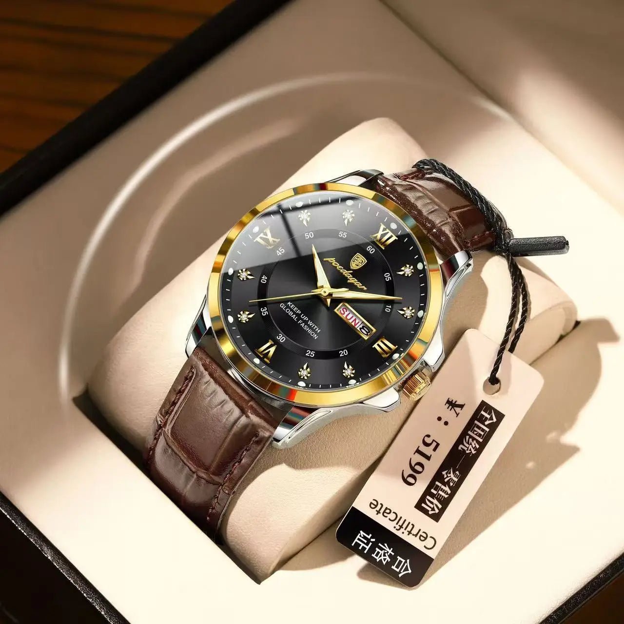 POEDAGAR 855 Men's Luxury Dual Calendar Waterproof Watch 8