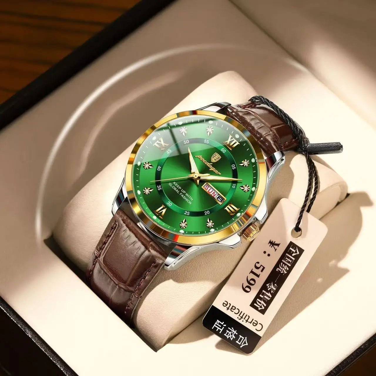 POEDAGAR 855 Men's Luxury Dual Calendar Waterproof Watch 9