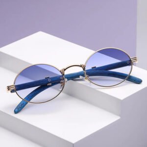 Retro Oval UV400 Sunglasses for Men & Women - Small Frame, Gold