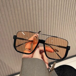 Retro Square Metal Rimless Sunglasses for Women & Men
