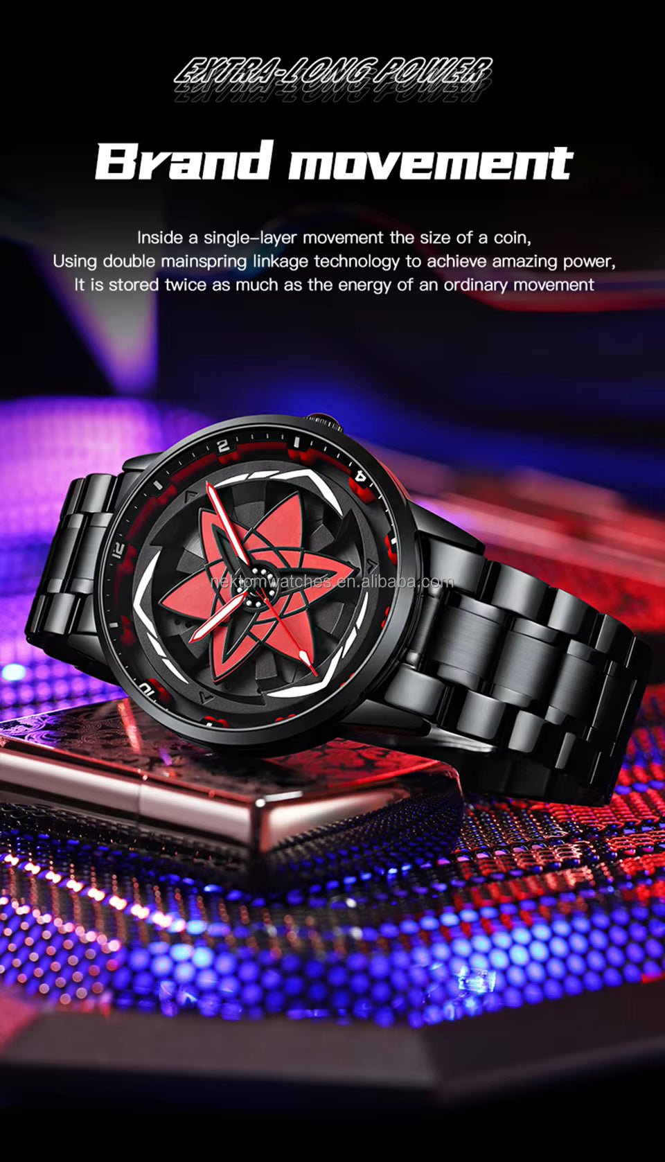 Uchiha Sharingan Watch – 360° Rotating Anime Quartz Timepiece