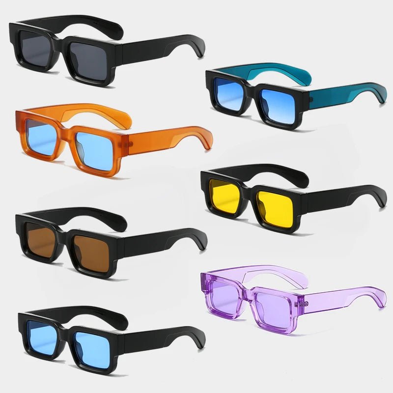 Vintage Rectangle Sunglasses UV400 Chunky Frames Unisex Fashion 3