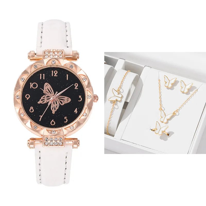 Women's Butterfly Quartz Watch with Lotus Shell 4