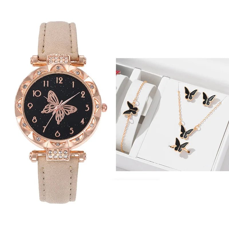 Women's Butterfly Quartz Watch with Lotus Shell 5