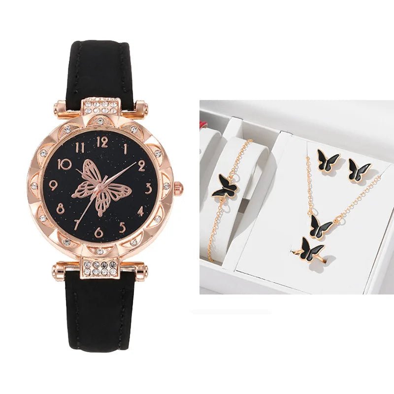 Women's Butterfly Quartz Watch with Lotus Shell 6