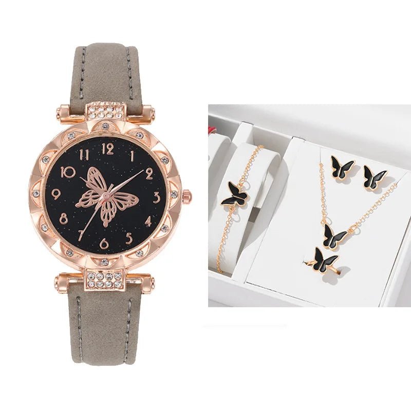 Women's Butterfly Quartz Watch with Lotus Shell 8