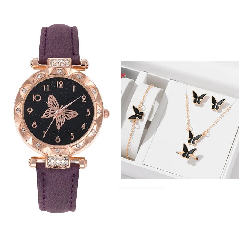 Women's Butterfly Quartz Watch with Lotus Shell 9