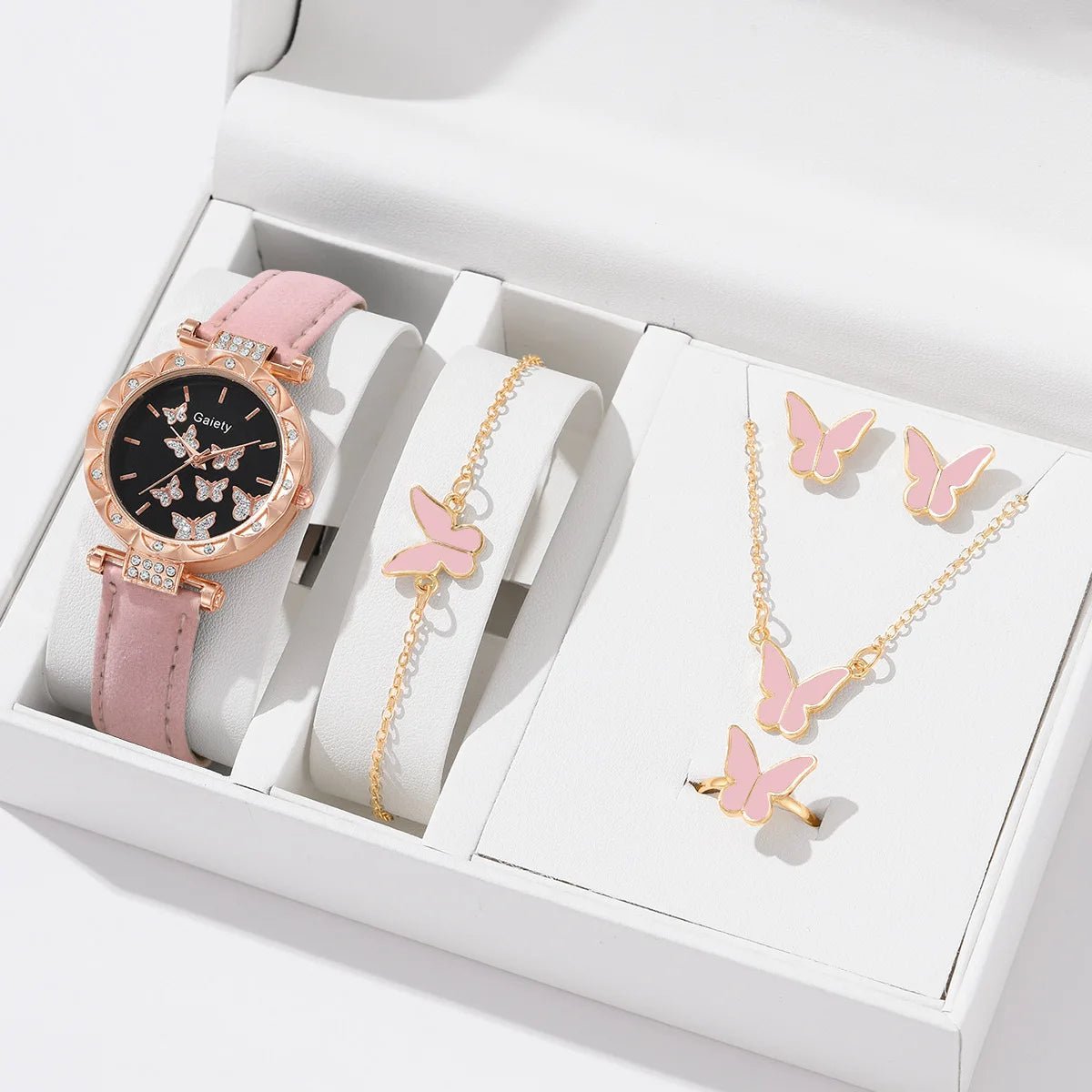 Women's Luxury Watch & Jewelry Set - 6pc Butterfly Design 8