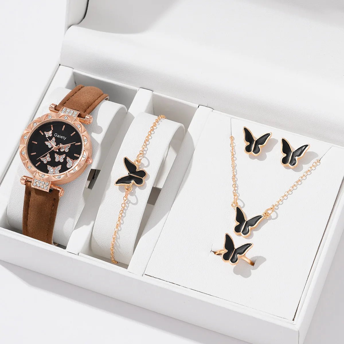 Women's Luxury Watch & Jewelry Set - 6pc Butterfly Design 11