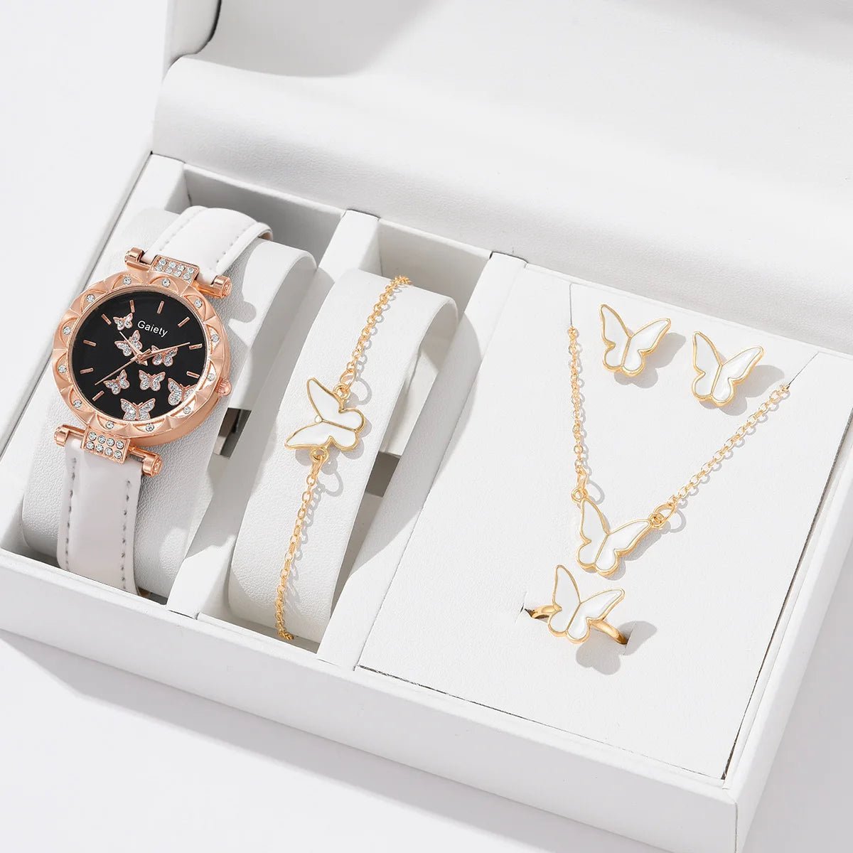 Women's Luxury Watch & Jewelry Set - 6pc Butterfly Design 10